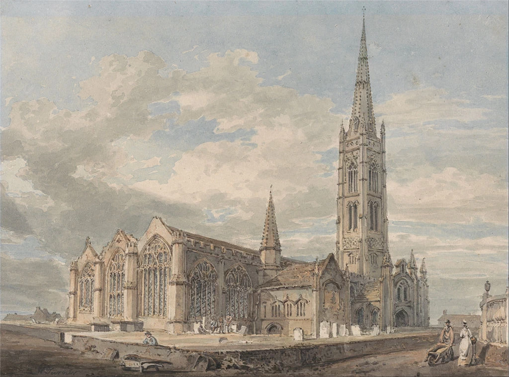 Vista a nord - est della chiesa di Grantham, Lincolnshire